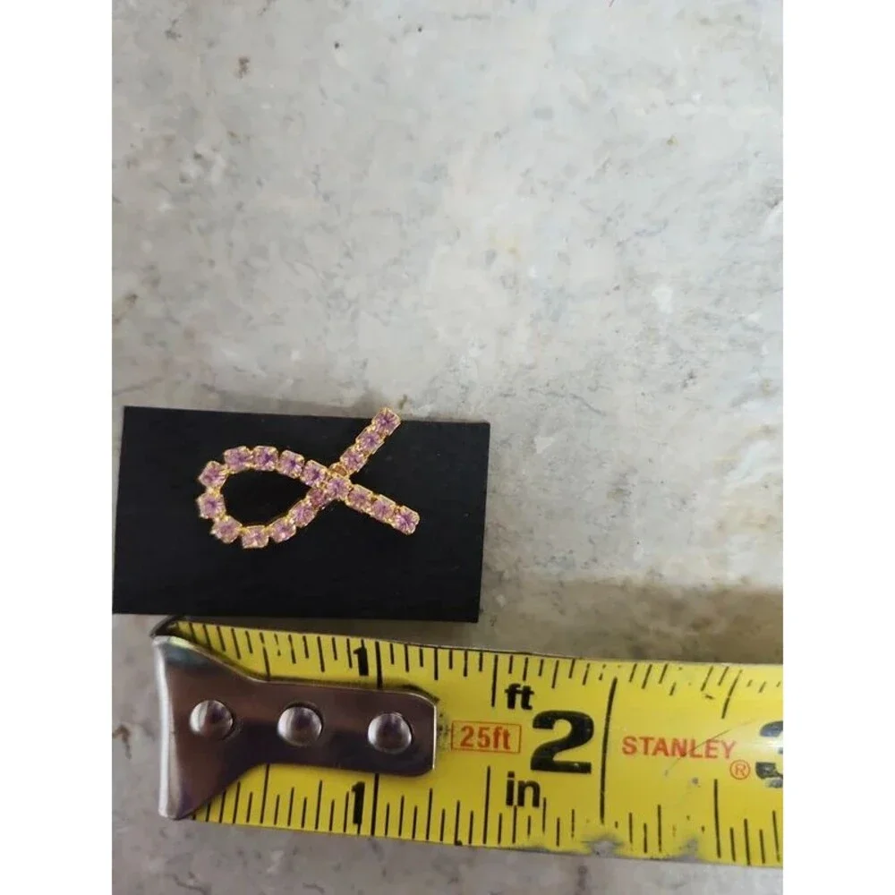 pink crystal ribbon pin brooch